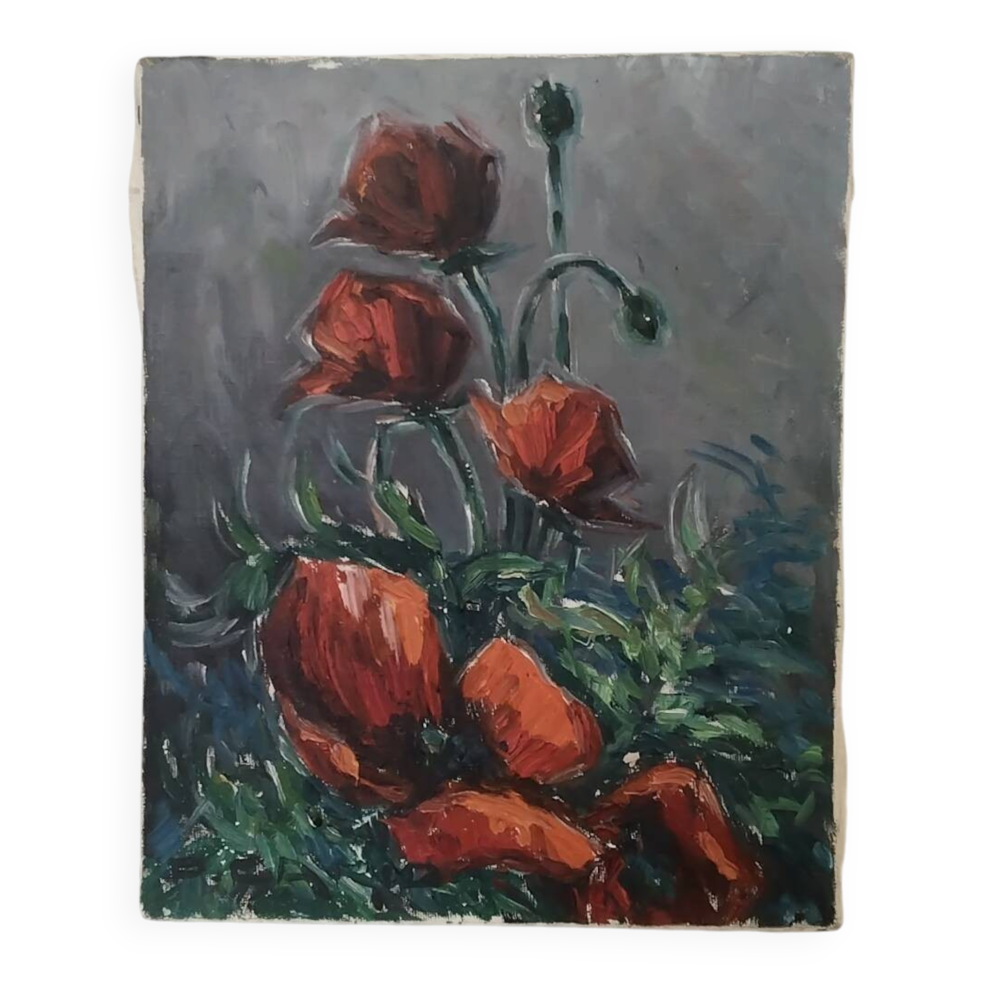 Oil on canvas poppies