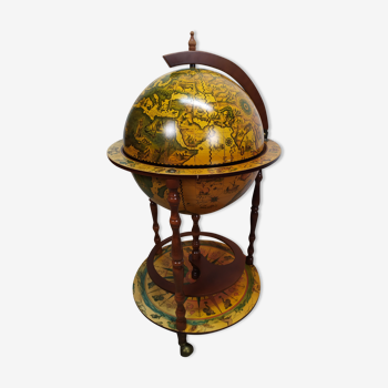 Wooden globe bar furniture on wheels