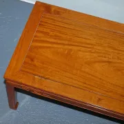 Table Basse Rectangulaire Vintage Orientale en Teck Sculpté, Chine