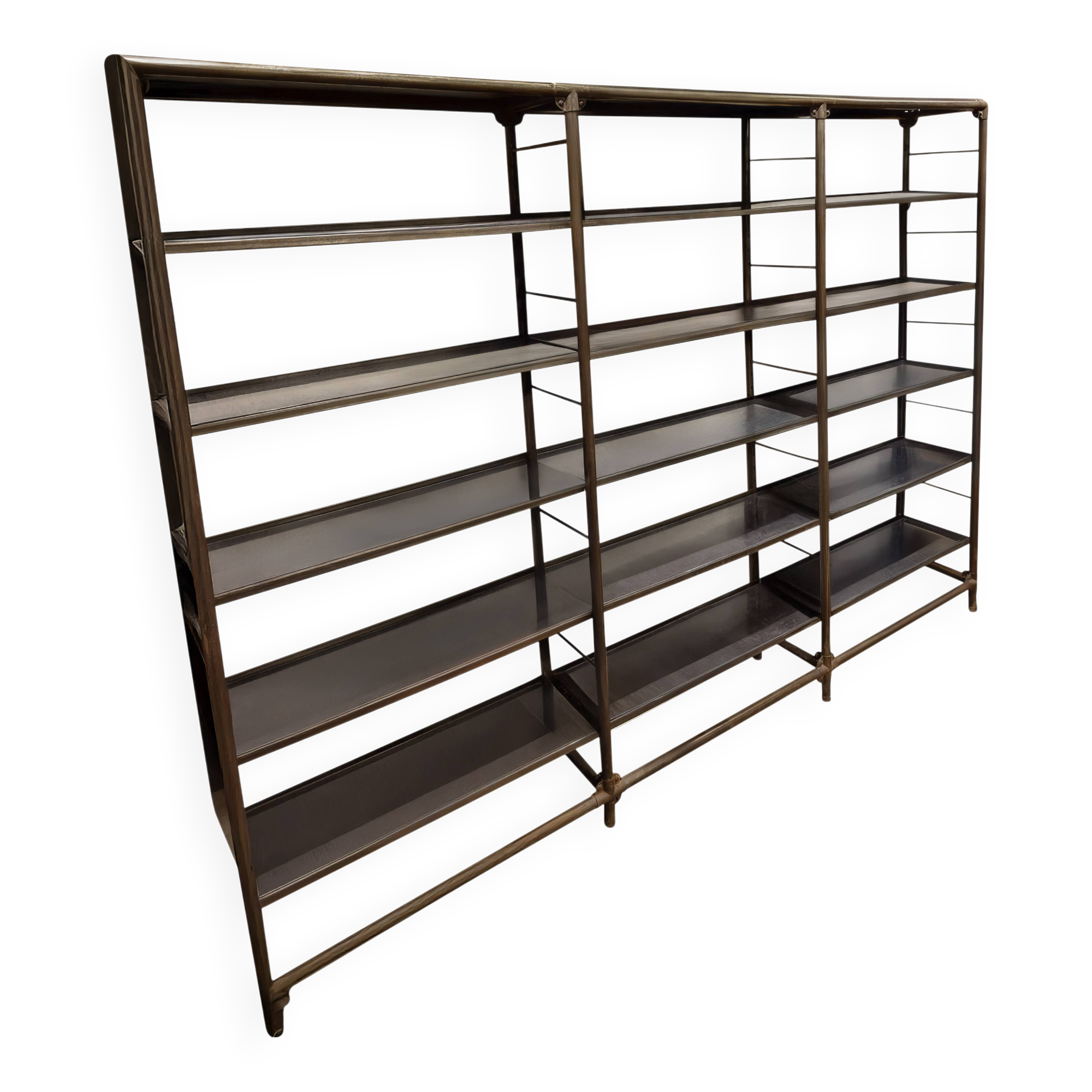 Old industrial metal shelf of 3 linear meters