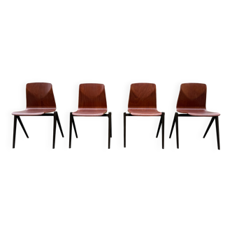 Set of 4 Galvanitas Thur-Op Seat Model S22 chairs from the 60s