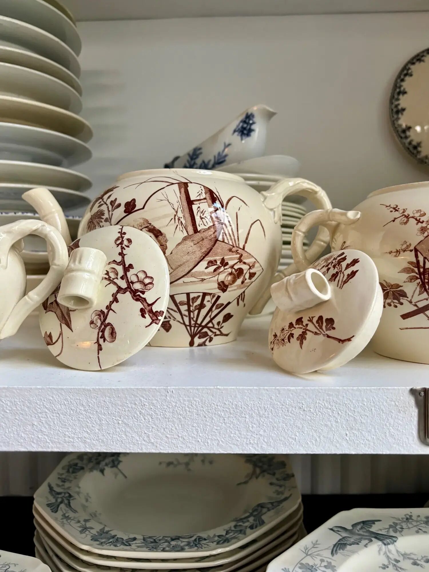 3-piece tea and coffee service KG Lunéville in brown ironstone