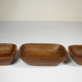 Set of three teak cups 15 x 10 cm