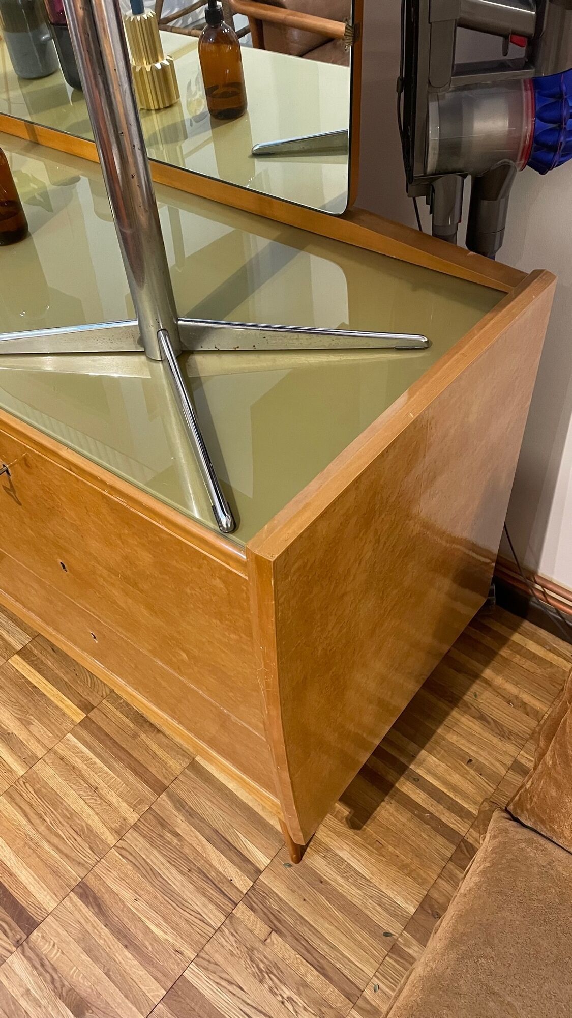 Commode pieds compas avec miroir italien des années 50