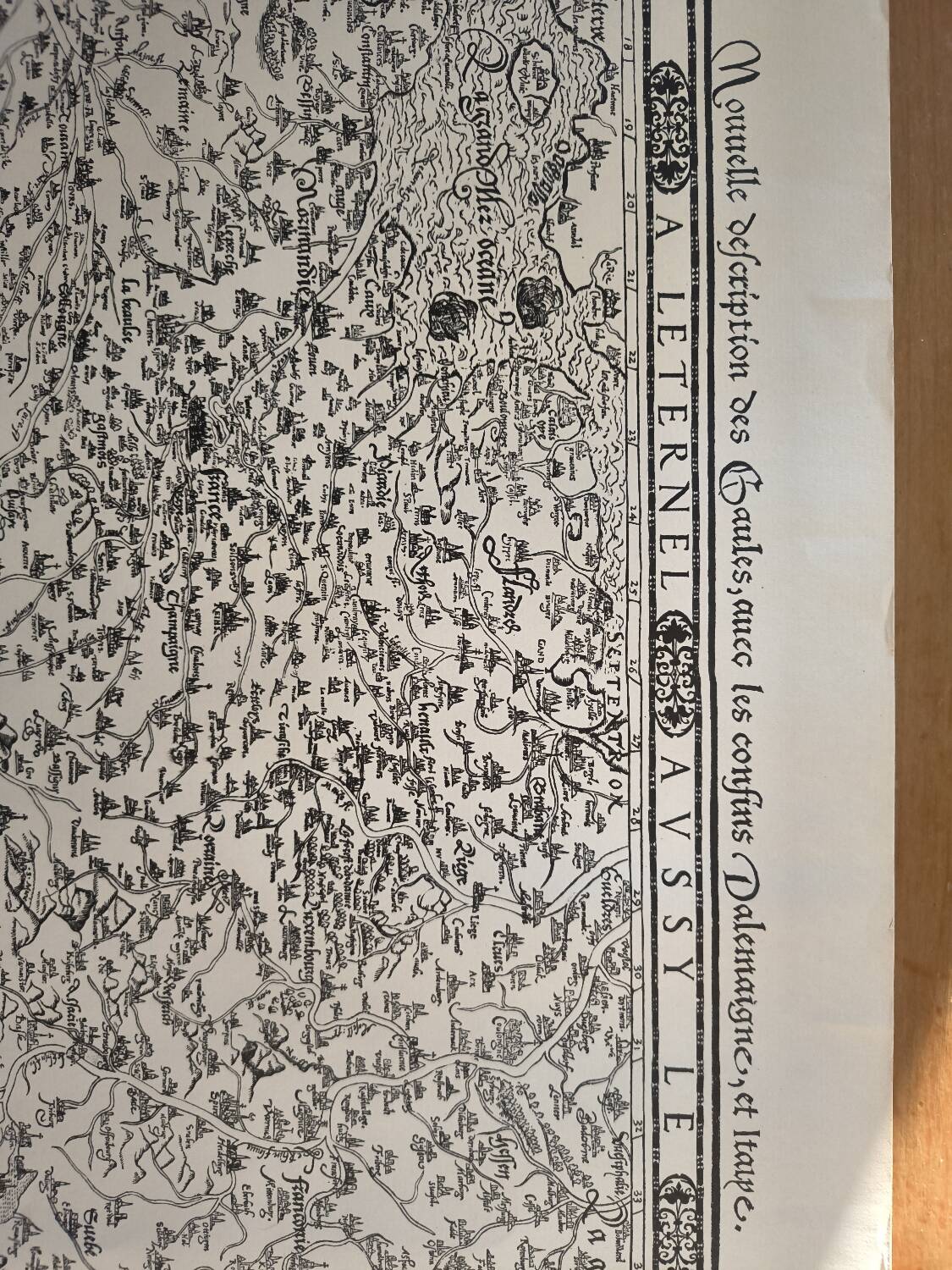 Carte ancienne de la France – Gravure du XVIᵉ siècle Jean Jolivet