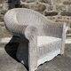 Large painted wicker armchair, 20th century, winter garden