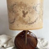 Lampe en céramique et fleurs naturelles, années 70