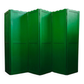 Paravent bohème en bois vert bouteille année 60