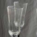 4 large Luminarc Octime vintage octagonal champagne flutes with black foot