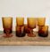 8 mismatched vintage amber glasses