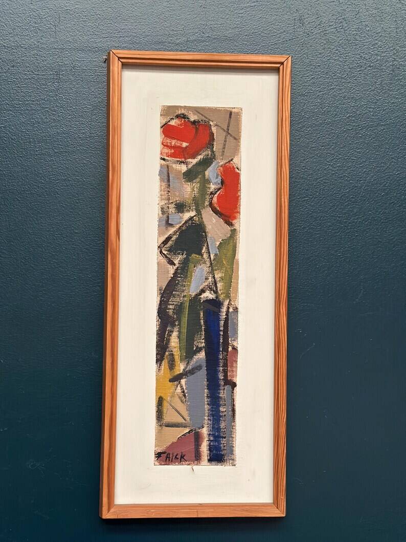 Original Vintage Swedish Oil on Panel – “Blossoms” by Gösta Falck – Signed – Framed