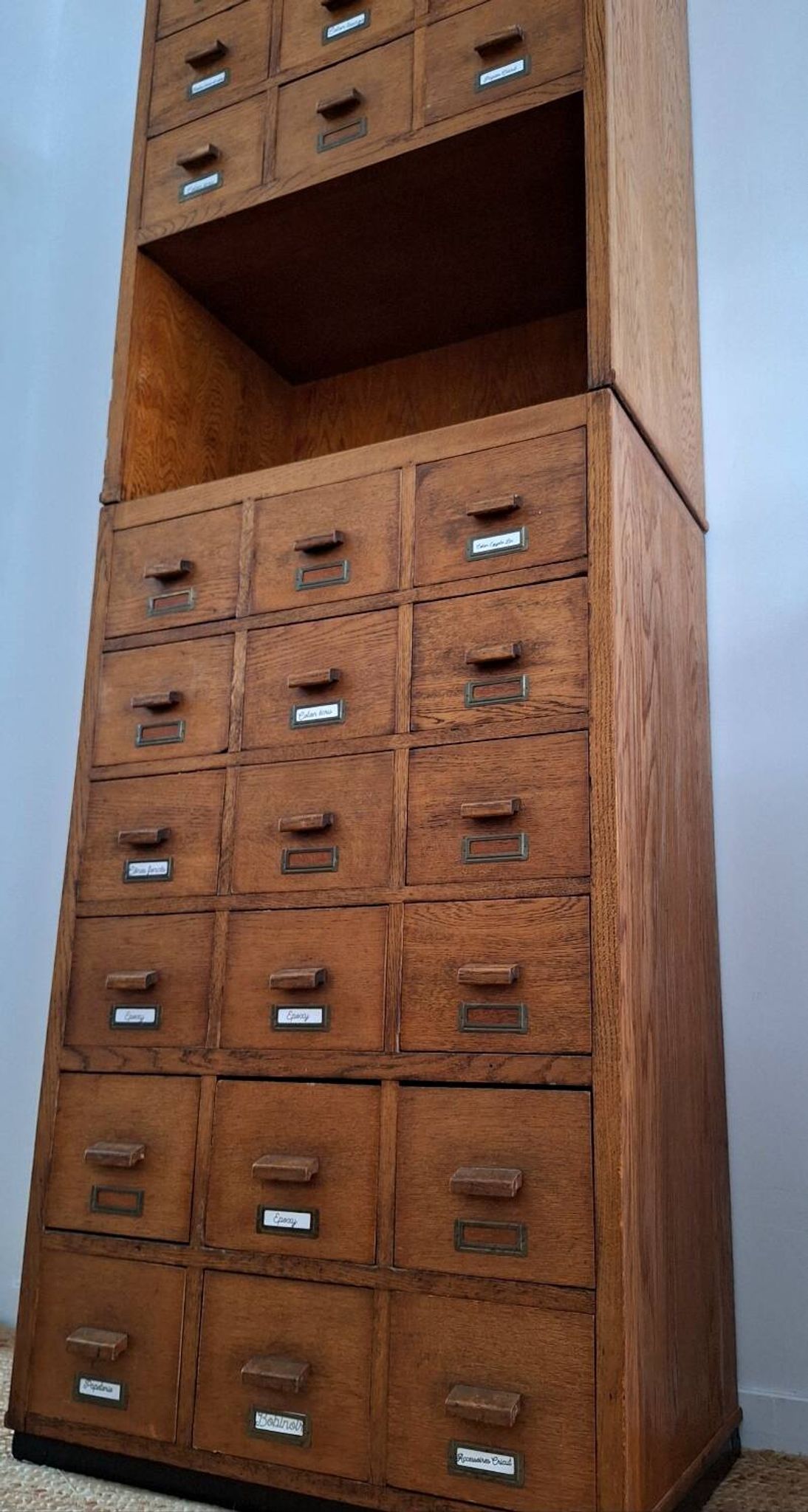 Very large vintage workshop furniture with 30 drawers, haberdashery compartments.