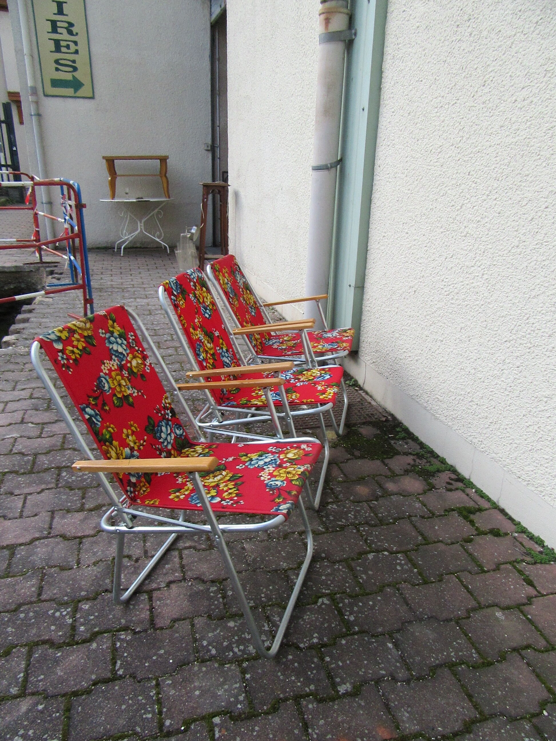 Lot 3 fauteuils fleuris pliable pour jardin ou balcon