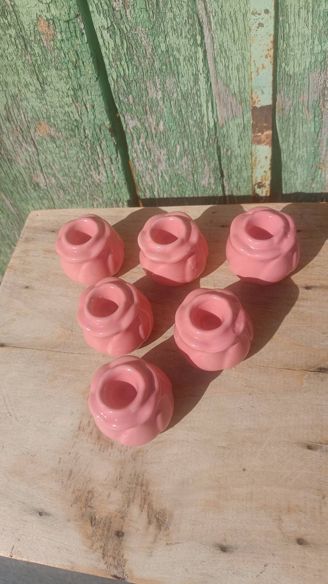 Rose button candle holders set of 6