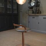 LA PALMA designer swivel stool in metal and leather – 1970s