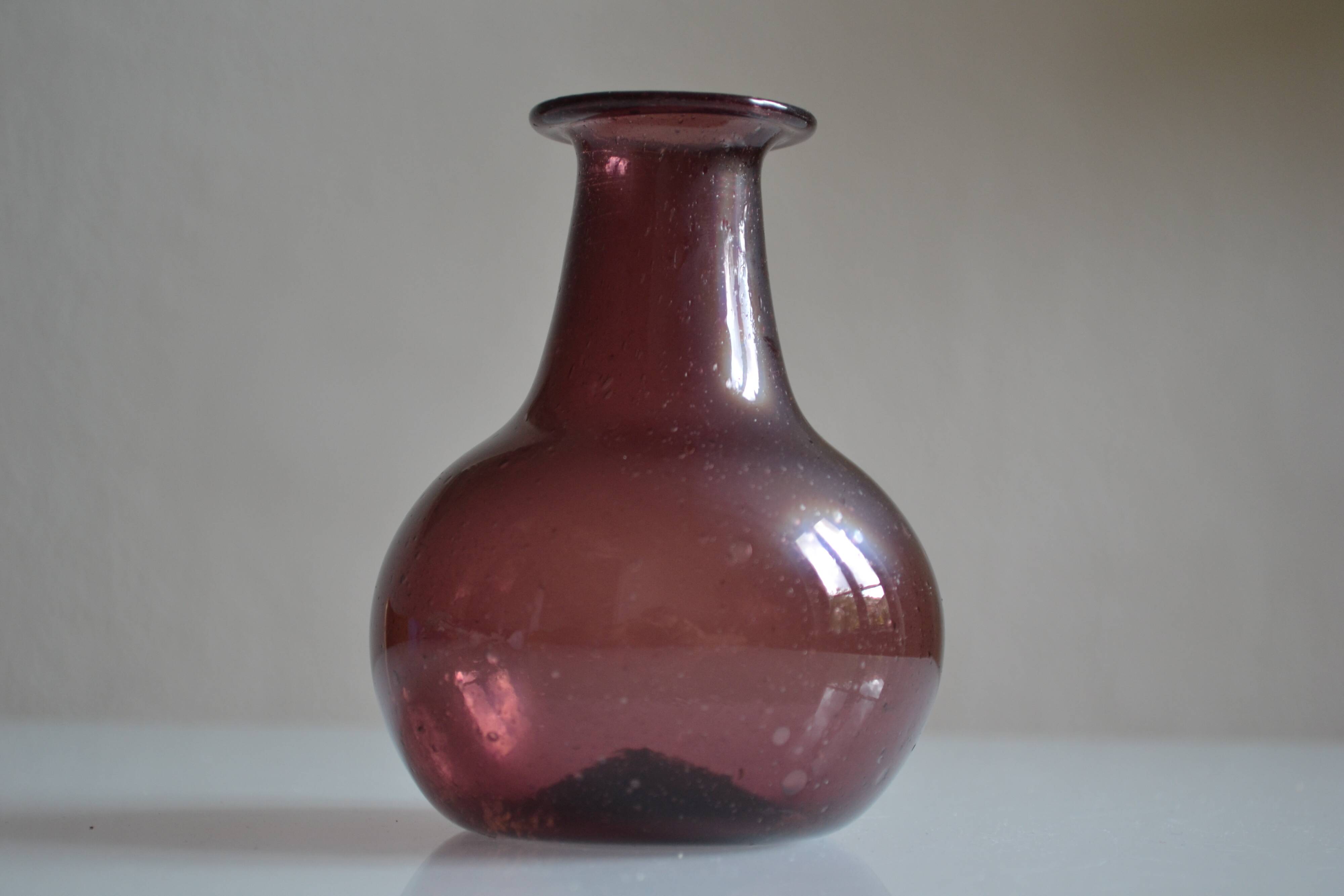Blown and bubbled glass vase