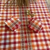 Checkered tablecloth and matching towels