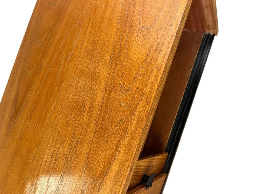 Vintage wooden coat rack with mirror