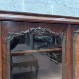 Louis XV style bookcase in mahogany and burr walnut, 20th century