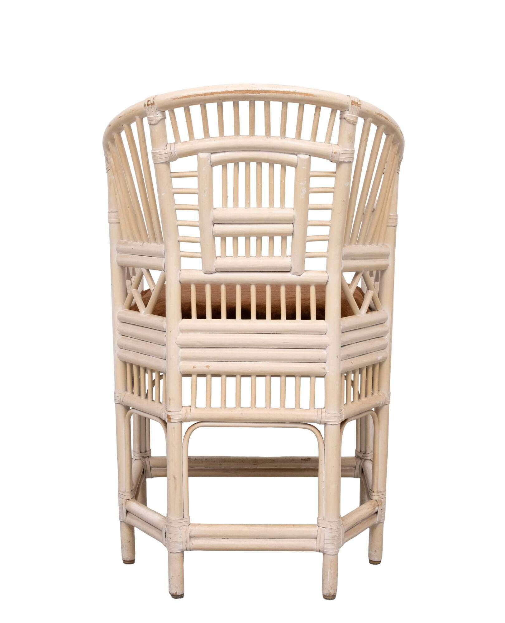 Set vintage Chippendale Brighton Pavilion rattan chair and table 1960s