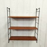 Wall shelf string wood and black metal