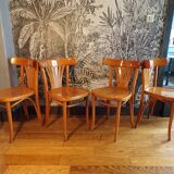 Set of 4 curved wooden bistro chairs