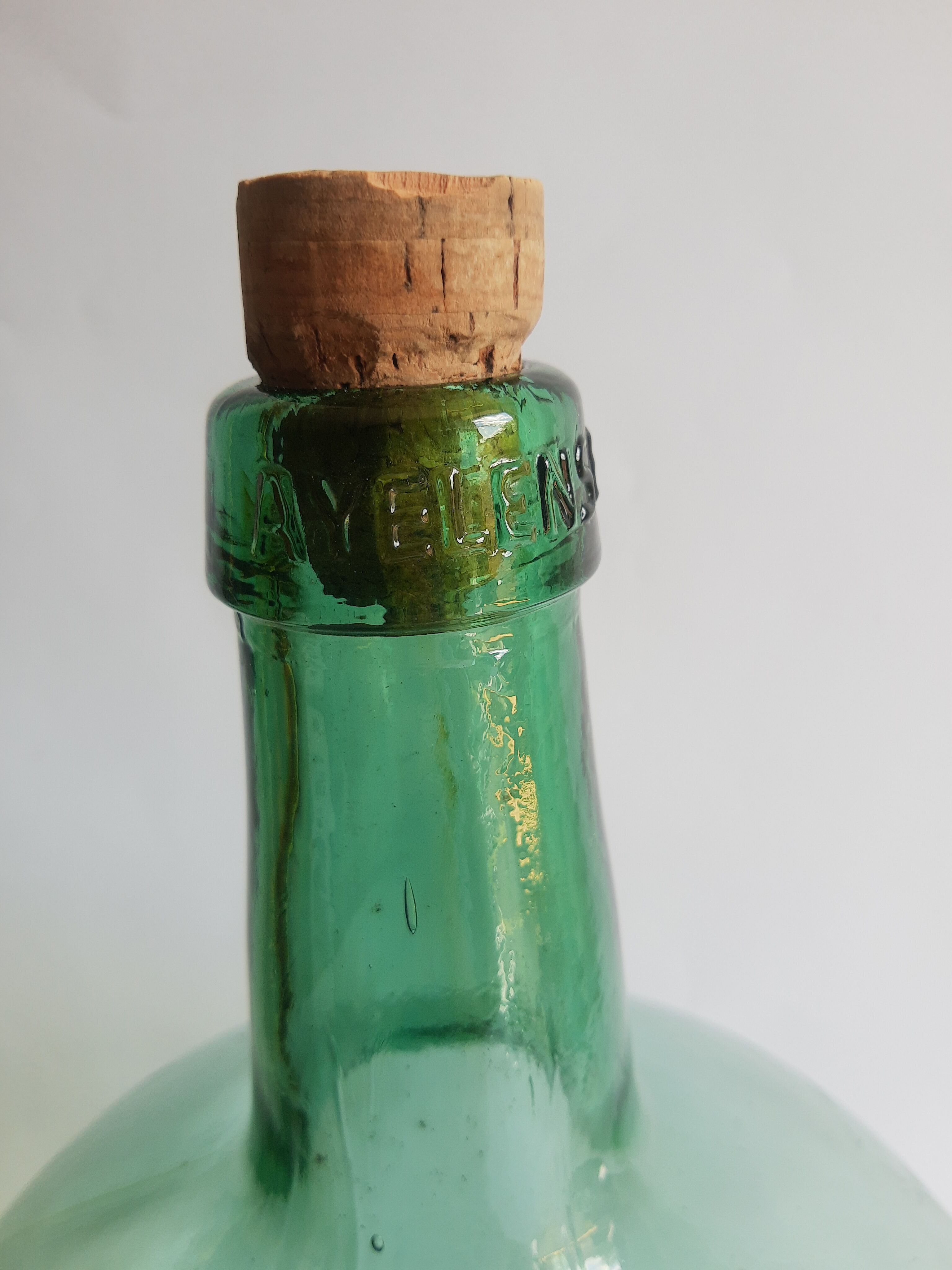 Vintage Ayelense Green Glass Demijohn