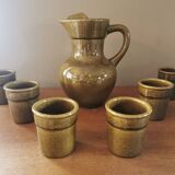 Vintage ceramic pitcher and 6 cups