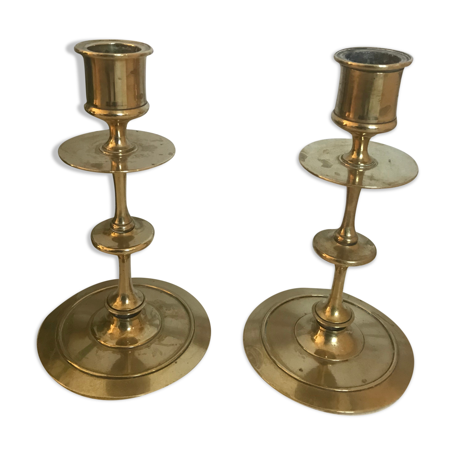 Pair of brass candle holders