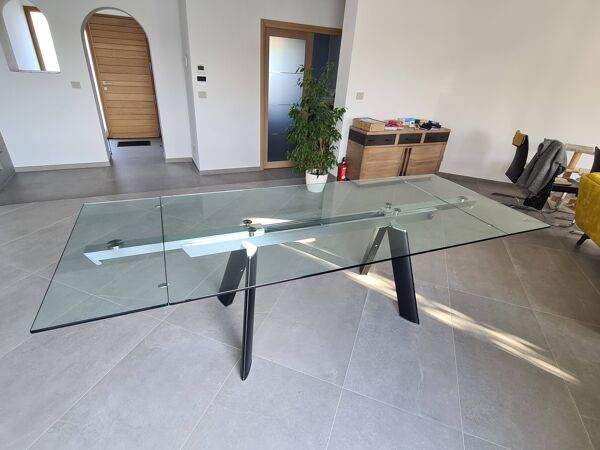 Roche Bobois table en verre crystal Chronos extensible 160 - 240 cm