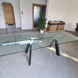 Roche Bobois crystal glass Chronos extendable table 160 - 240 cm
