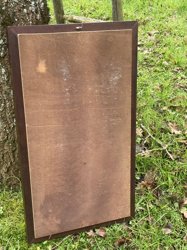 Miroir rustique dit brutaliste, bois naturel sculpté mouluré