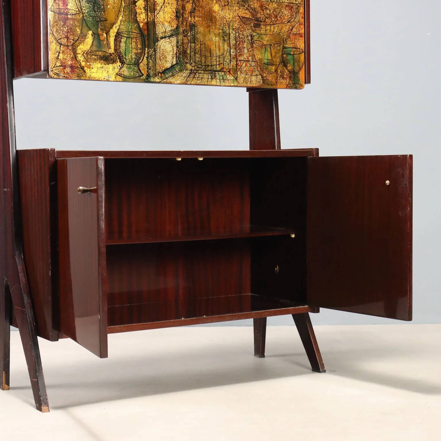 Vintage mahogany bar cabinet from the 1960s.