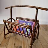 Bamboo and rattan magazine rack from the 70s