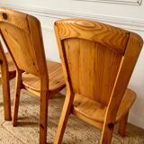 Set of 4 solid pine chairs in chalet style