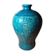 Vase enamelled turquoise blue floral decoration