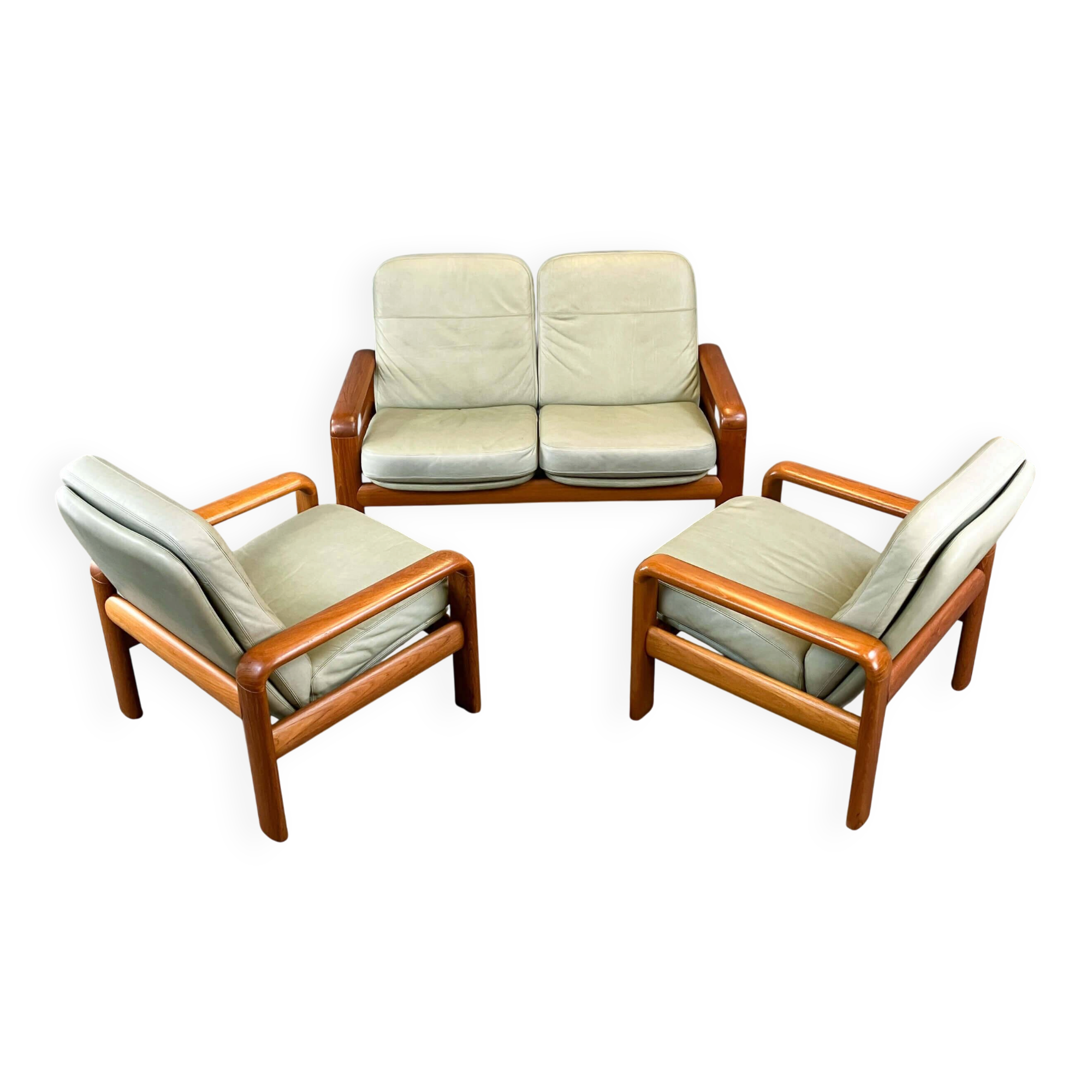 Seating set by Dyrlund, teak and leather, 1960s