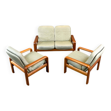 Seating set by Dyrlund, teak and leather, 1960s
