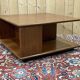 Square teak coffee table on wheels from the 70s by G-Plan