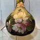 Blown glass lamp painted with a floral design, early 20th century.