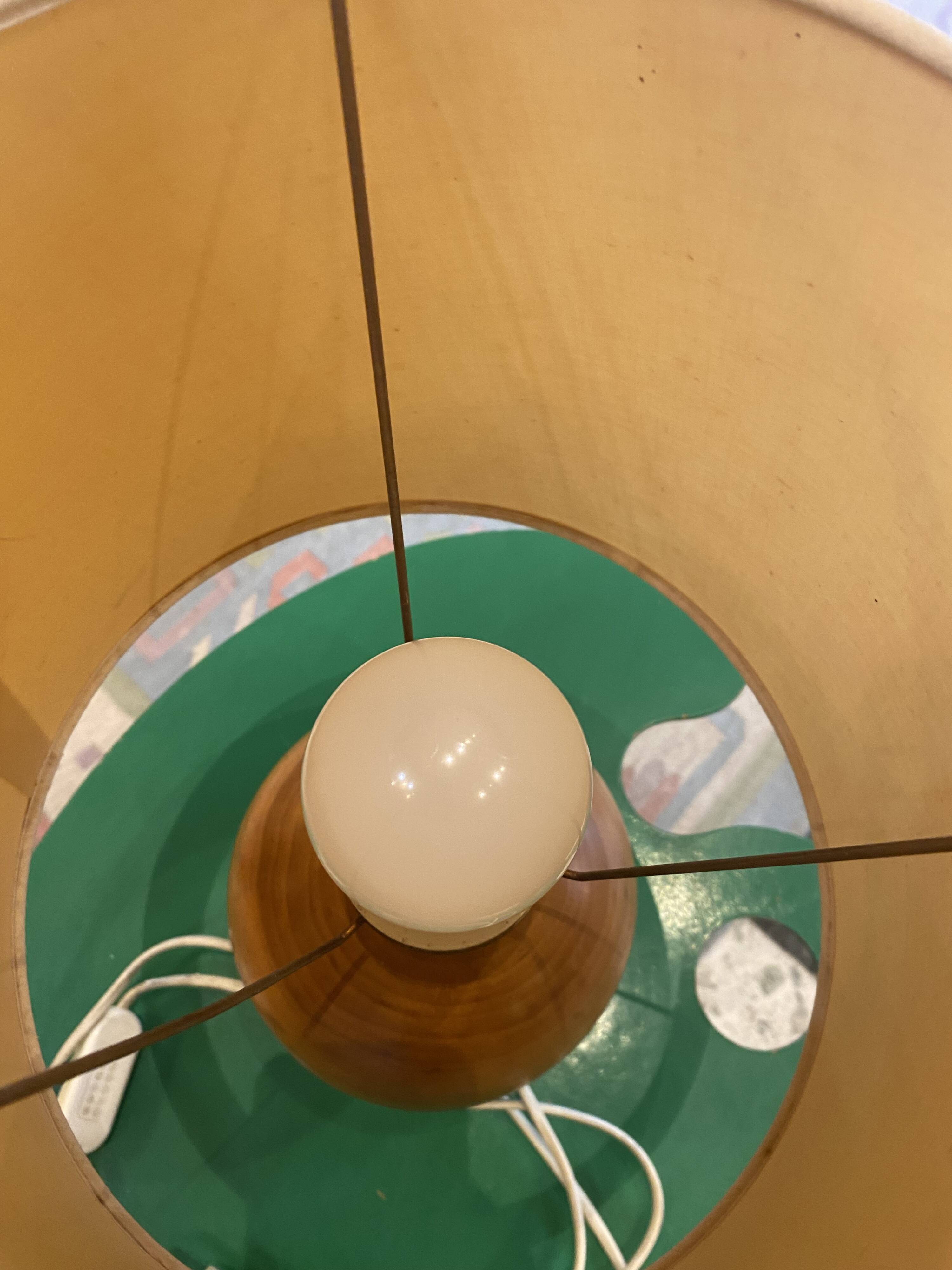 Turned light wood lamp