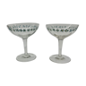 Pair of hand painted Champagne glasses, 1950s