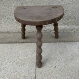 Turned wood tripod stool