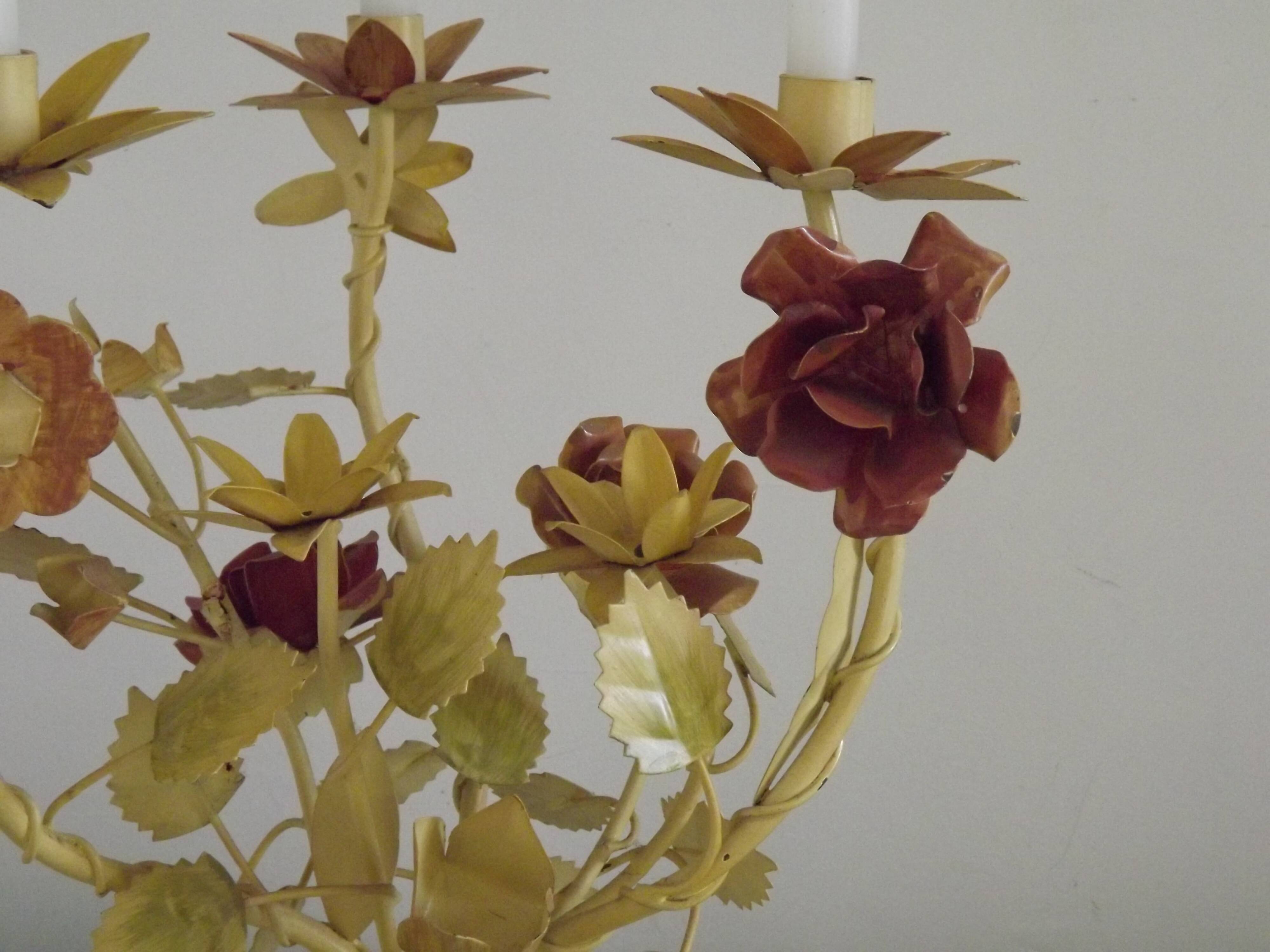 Large Vintage French FloralThree Arm Candelabra – Tied Bouquet Style