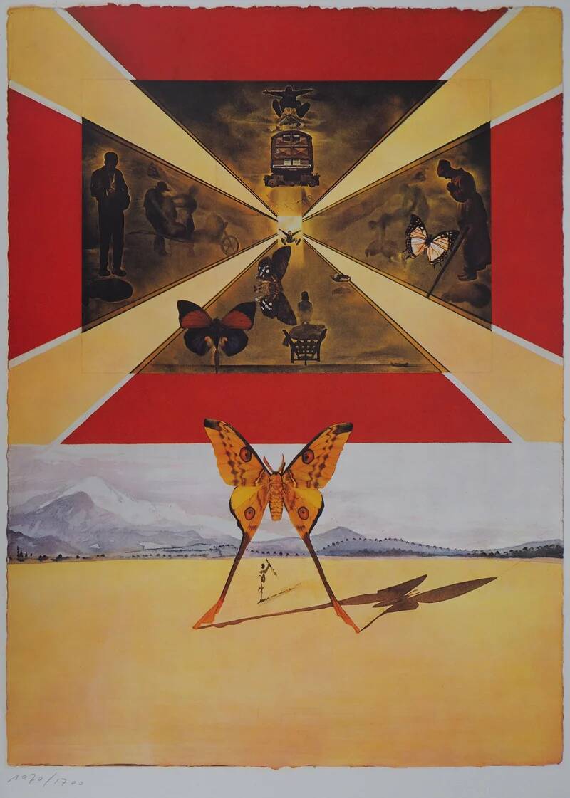 Salvador Dali: Roussillon, SNCF (Butterfly Suite small model), signed original lithograph.