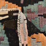 5x7 Burgundy & Green Geometric Pattern Vintage Kilim Rug, 162x218Cm