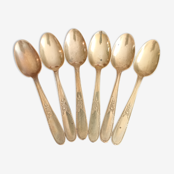 Set of 6 golden metal spoons