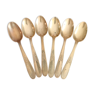 Set of 6 golden metal spoons