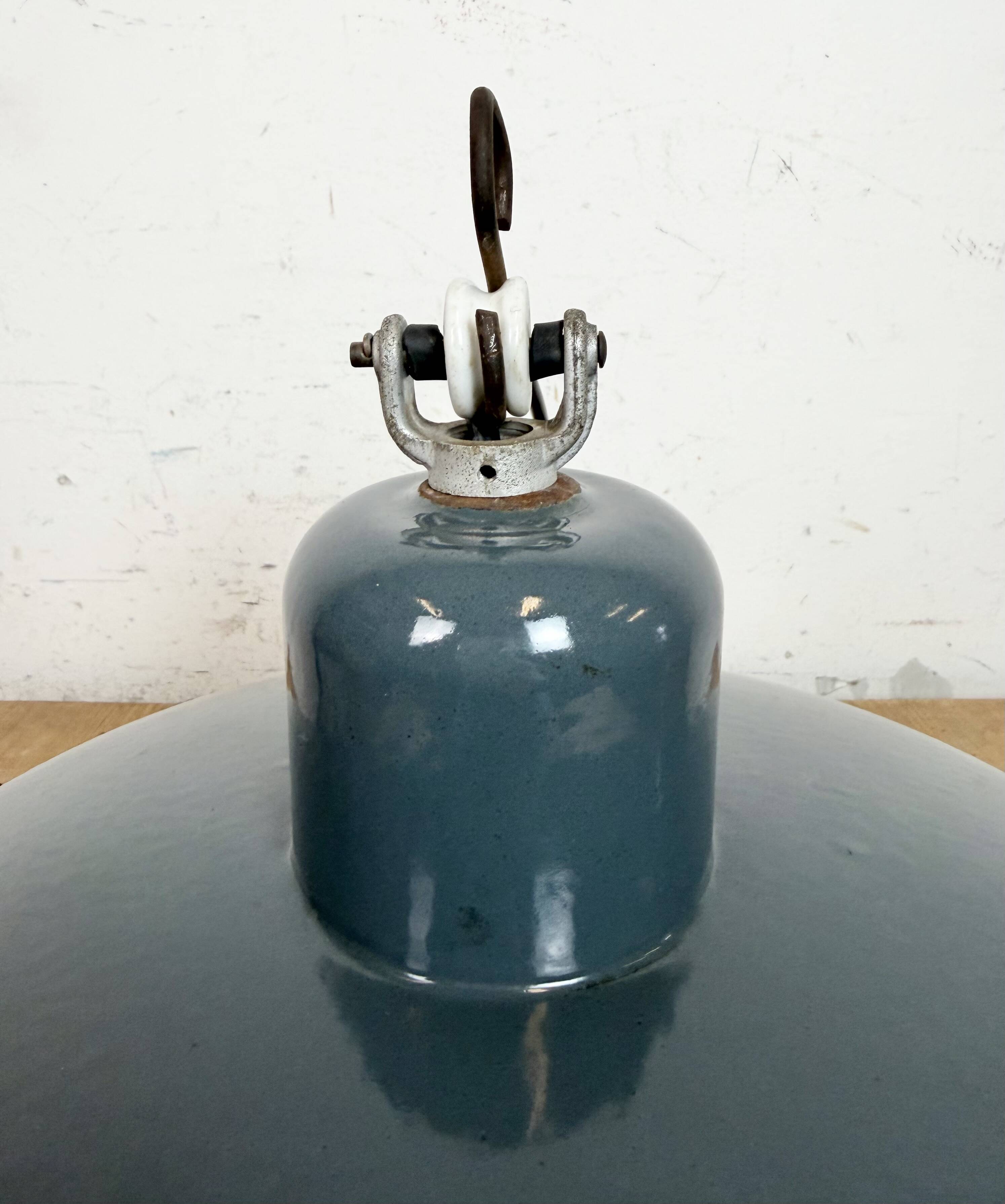 Industrial Grey Enamel Pendant Lamp from Siemens, 1930s
