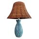 Blue ceramic lamp and rattan
